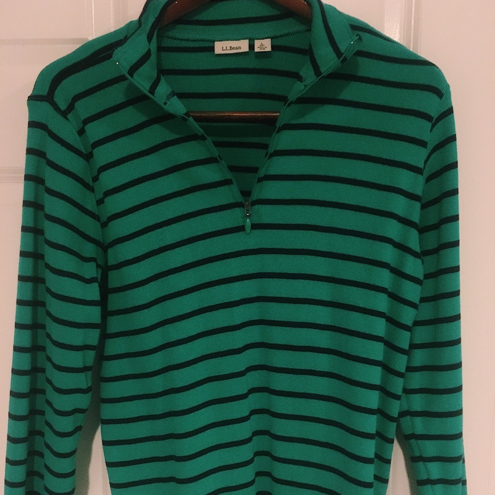 L.L. Bean Striped Knitted Quarter-Zip